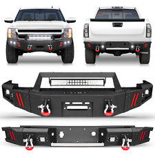 Frontrear Bumper With Winch Plateled Lights For 2007-2013 Chevy Silverado 1500