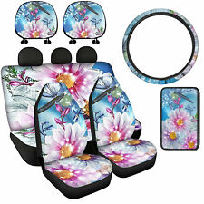 For U Designs Daisy Flowers Car Seat Cover 7pc For Women Universal Anti-slip