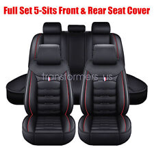 Pu Leather Seat Covers Full Set 5-seat Front Rear Cushion For Toyota Black Red