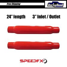 2 Glass Pack Exhaust Performance Mufflers Painted Red 24 X 3 Speedfx Pair
