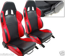 New 2 Black Red Leather Racing Seats Reclinable W Slider For Chevrolet 