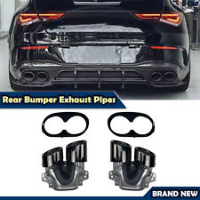 Car Rear Exhaust Pipes Tips For Benz A Cla Class W177 C118 Cla35 Glb35 Amg Blk