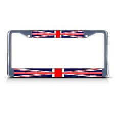 United Kingdom Uk Flag Chrome Metal Heavy Duty License Plate Frame Tag