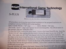 Igt S S-plus Slot Machine Ram Clear Ivc123 Chip Instructions Wfree Shipping