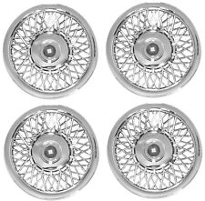 New 15 Chrome Aftermarket Universal Plastic Wire Spoke Wheelcover Hubcaps Set