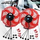 10 Inch Red Slim Fan Push Pull Electric Radiator Cooling Mount Kit Universal 2pc