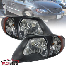 Black Headlights Fits 2001-2007 Dodge Caravan Chrysler Town Country Lamp Lhrh