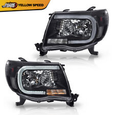 Fit For Toyota Tacoma 05-11 Black Clear Led Tube Projector Headlights Headlamps