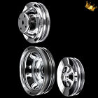 Chrome 3 Pulley Set Fits Small Block Chevy With Long Water Pump 327 350 383 400