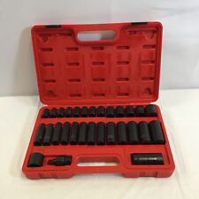 Sunex Tools Black Red Heavy Duty Metric Impact Socket Set 38 Inch 29 Pieces