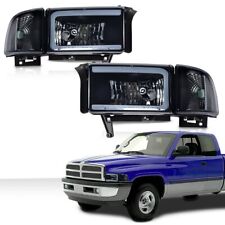 Fit For Ram 1500 2500 3500 94-2002 Blacksmoked Clear Corner Led Drl Headlights