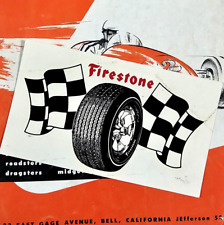 Original Vintage Water Decal Firestone Tires Indy Auto Racing Checkered Flag 60s