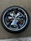 Greed Custom Chrome 22x9.5 Rims And Tires Complete 4 Set. Universal Fit- 10x4.5