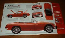 1962 Mgb Roadster Spec Sheet Brochure Photo Poster Print Info 62 63 64 Mg B