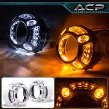 Led Angel Eyes Drl White Amber Universal Headlights Halo Ring Projector Shrouds