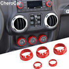 Red Air Condition Ac Radio Switch Knob Ring Trim For 11jeep Wrangler Jkcompass