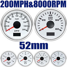 52mm Gps Speedometer 200mph Tacho Fuel Level Oil Pressure Temp Volt Gauge Set