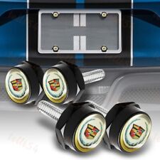 For Cadillac Metal Car License Plate Frame Screw Bolt Cap White Cover Nuts Set