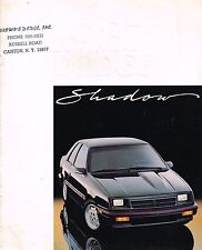 Big 1987 Dodge Shadow Brochure Catalog With Specs Color Chart Esturbo