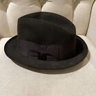 Gimbels Men Store Mallory New York Dark Brown Fedora Hat W Bow 7 14