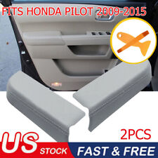 Fits 2009-2015 Honda Pilot Leather Front Door Panels Armrest Cover 2pcs Gray
