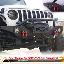 Front Bumper Wwinch Plate D-ring Shackles For 2018-2023 Jeep Wrangler Jl Jlu