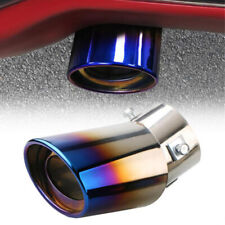 Car Blue Dual Exhaust Pipe Tailpipe Stainless Steel Tail Muffler Tip Throat 2.5