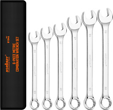 Large Wrench Set With Rolling Pouch Metric 6-piece Long Wrench Metric Silver