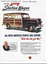 Original 1947 Jeep Station Wagon Print Ad All Over America People Are Saying