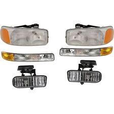 Headlight Fog Lights Parking Lights Kit For 99-02 Gmc Sierra 1500 00-06 Yukon