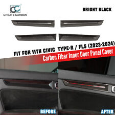 4pcs Real Carbon Fiber Inner Door Panel Trim For Honda 11th Gen Civic Type R Fl5