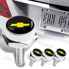 4x Silver Car License Plate Frame Bolts Screws Caps Cover Nut Logo Fit Chevrolet
