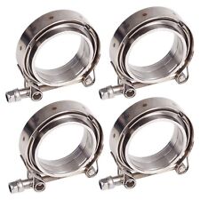 4x 2.5 Inch V-band Flangeclamp Kit For Turbo Exhaust Pipes Stainless Steel