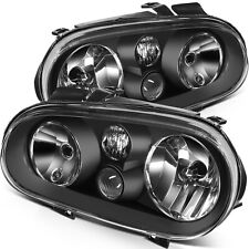 Pair Headlight Assembly For 1999-2006 Volkswagen Golf Mk4 Black Housing Headlamp