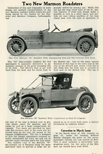 1913 Original Article Two New Marmon Roadsters - With Nice Photographs