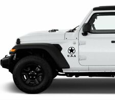 Usa Star Decal For Jeep Wrangler Jl Jk Tj Yj Cj Fender Bonnet Sticker Kit Us