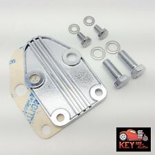 Small Block Chevy Chrome Finned Fuel Pump Block Off Plate W Bolts Sbc 350 400