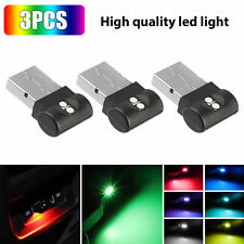 3x Mini Usb Rgb Led Car Interior Light Neon Atmosphere Ambient Lamp Accessories