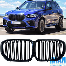 Pair Gloss Black M-performance Front Kidney Grille For Bmw X5 G05 2019-2023