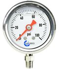 Carbo Gauge 0-100 Psi Fuel Pressure Oil Pressure 1.5 Liquid Filled White Dial