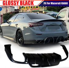 For 2014-2021 Maserati Ghibli Sedan Gloss Black Rear Bumper Diffuser Lip Spoiler