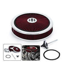 High Flow 14 X 3 Round Red Thru Washable Air Cleaner W Chrome Lid For Sbc Bbc