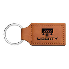 Jeep Liberty Rectangular Brown Leather Key Chain Key-ring