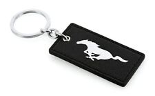 Mustang Black Leather 2-sided Key Chain High Quality Ships Free To The Usa