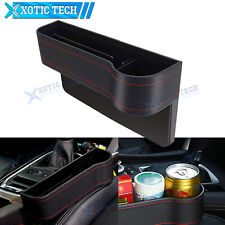 Leather Car Seat Seam Console Side Pocket With Cup Holder Organizer Side Pocket