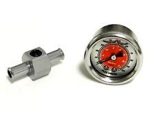 Red 0-100 Psi Racing Fuel Pressure Gauge 38 Inline Hose End Tee Adapter