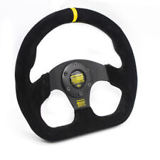 320mm Black Suede Leather Flat Racing Steering Wheel Fit For Omp Hub Momo Hub Nd