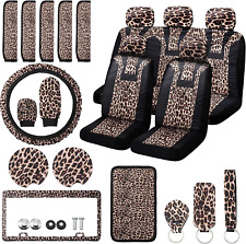 24 Pcs Leopard Car Accessories Leopard Car Seat Cover Full Set Cheetah