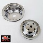 Small Block Chevy Chrome Pulley Set Sbc 1 Groove Long Pump 283 305 327 350 400