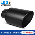 Black Diesel Stainless Steel Exhaust Tip 4 Inlet 8 Outlet 15 Long Bolt-on